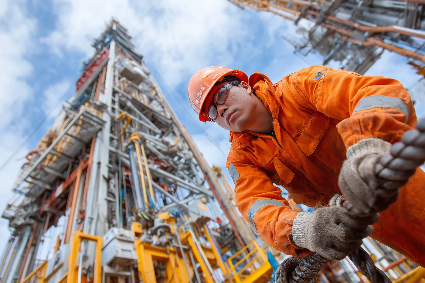 Ingeniero trabajando en plataforma petrolera